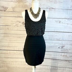 Express Black Textured Metallic Bodycon Dress – Size M